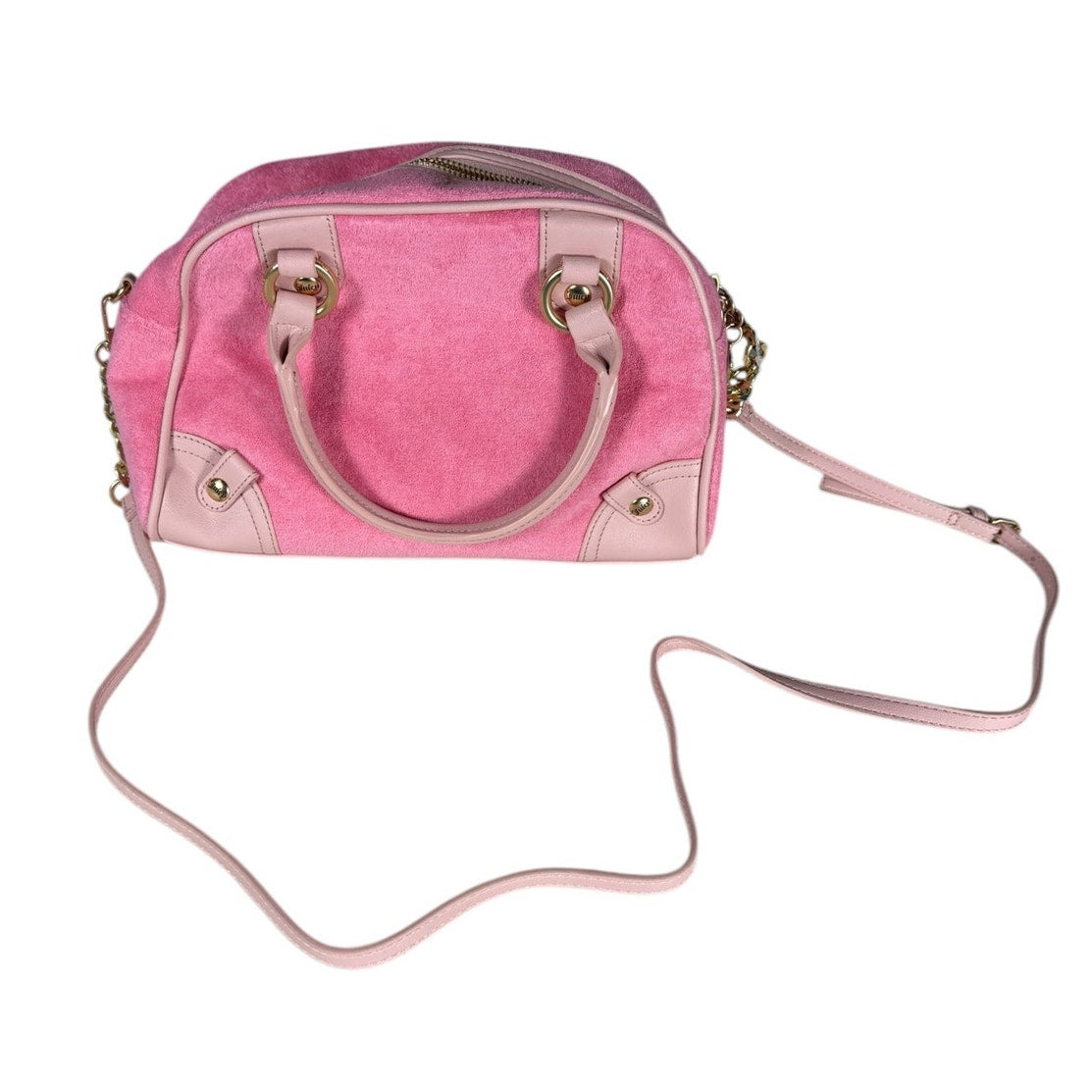 NWT Juicy Couture Juicy Lovers Club Bowler Shoulder Bag Pink Velour Crossbody