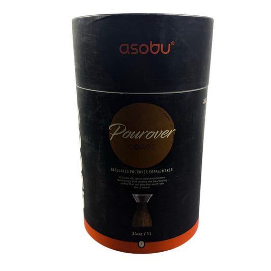 NIB Asobu Model P0300-Wood Insulated Pourover Coffee Maker 34oz
