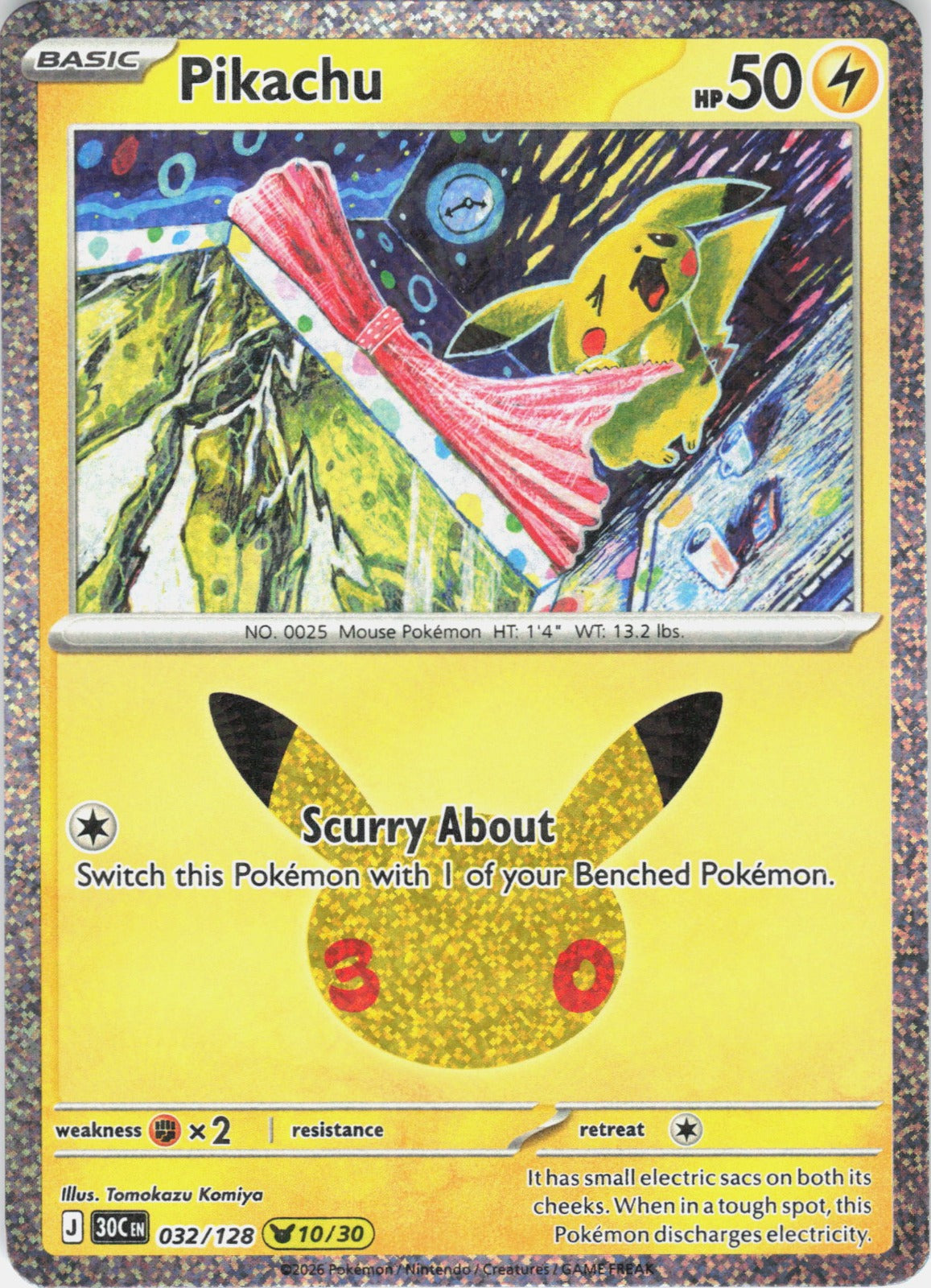 Pikachu Pikachu Rare ME: 30th Celebration 032/128 NM