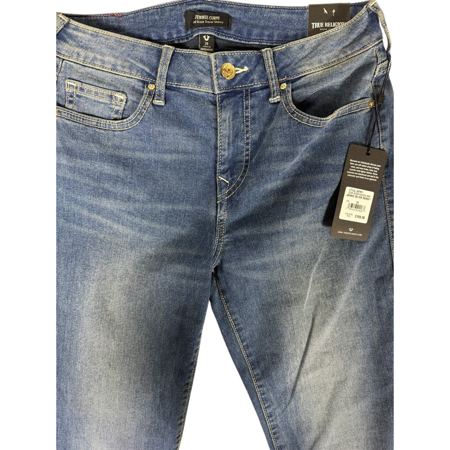 NWT True Religion Jennie Jeans Women's 29 Mid Rise Sun Kissed Washed Skinny