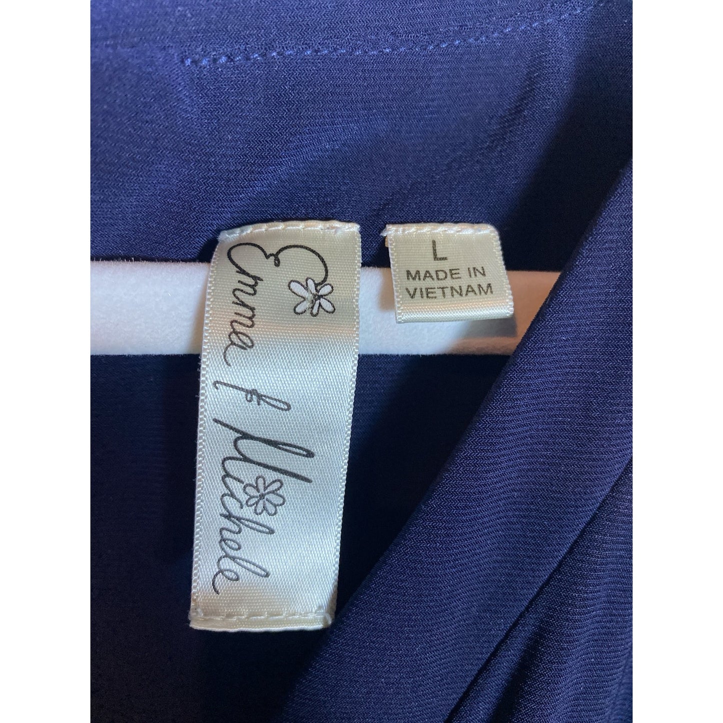 Emma & Michele Jumper Navy Blue Sleeveless Lace up V-neck  Size Large