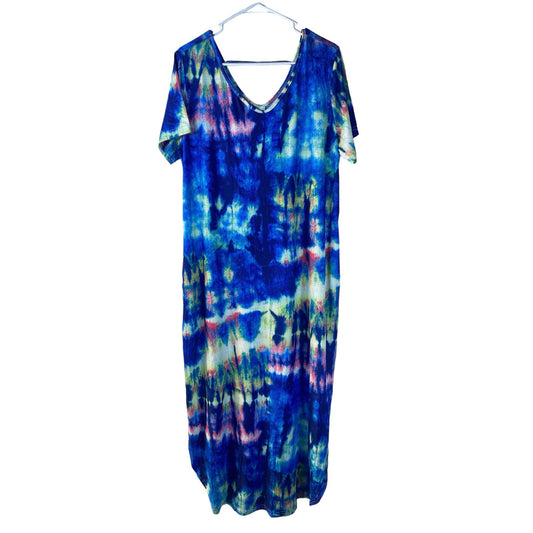 NWT Kancystore women's plus size full length tie dye dress with pockets size XL