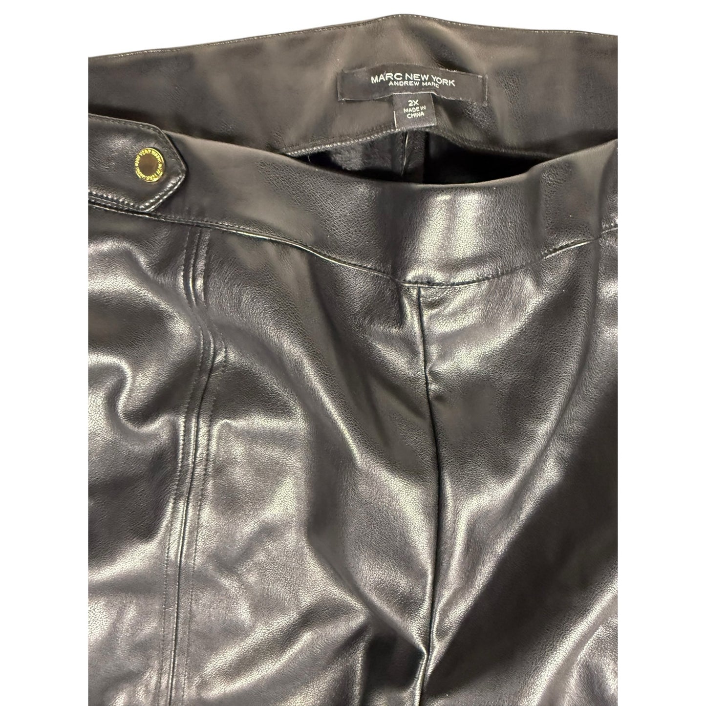 NWT Marc New York Pants Women's Black Size 2X Faux Leather Ankle