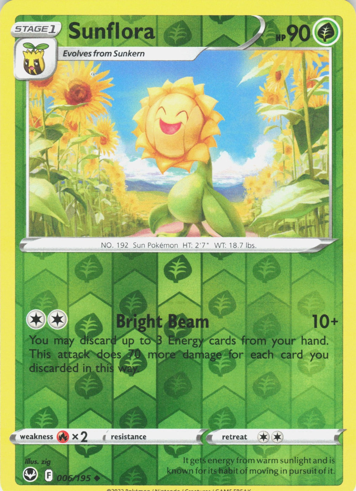 Sunflora Reverse Holo Uncommon SWSH12: Silver Tempest 006/195 NM
