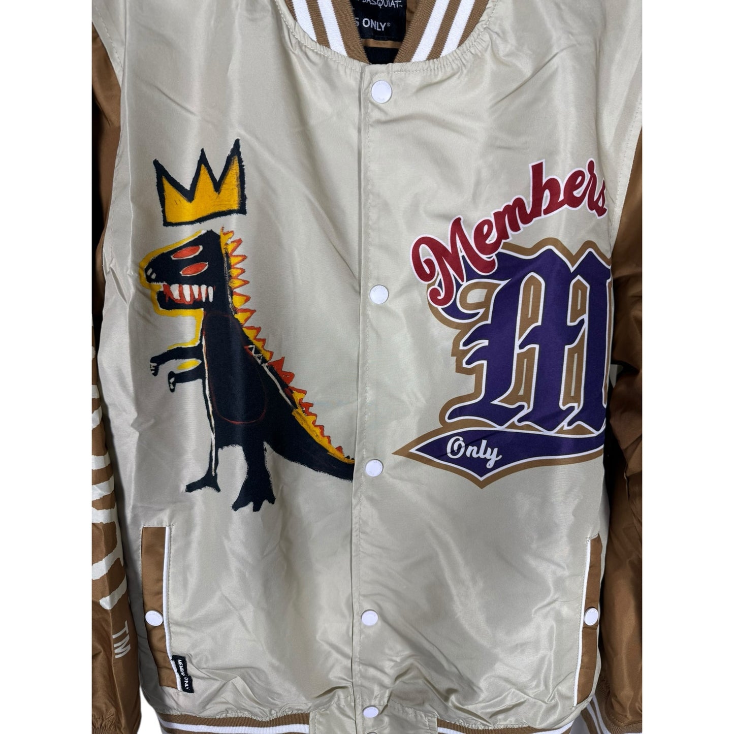 NWT Men's Members Only Jean Michel Basquat Brown Varsity Windbreaker Size M