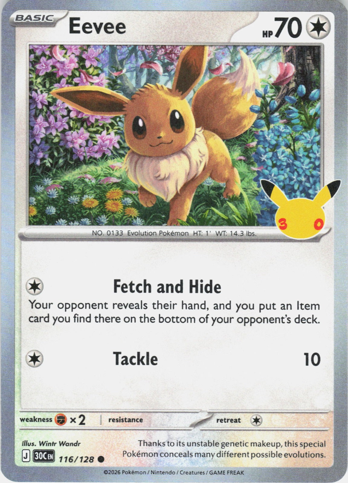 Eevee Common ME: 30th Celebration 116/128 NM