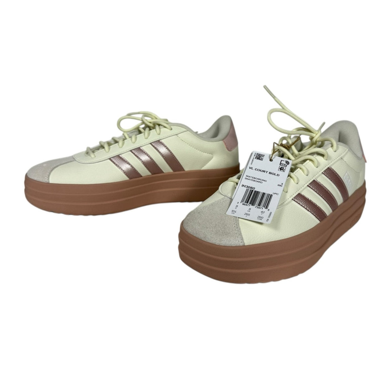 Adidas Court VL Women's Shoes - Ivory / Pink - Size 9.5