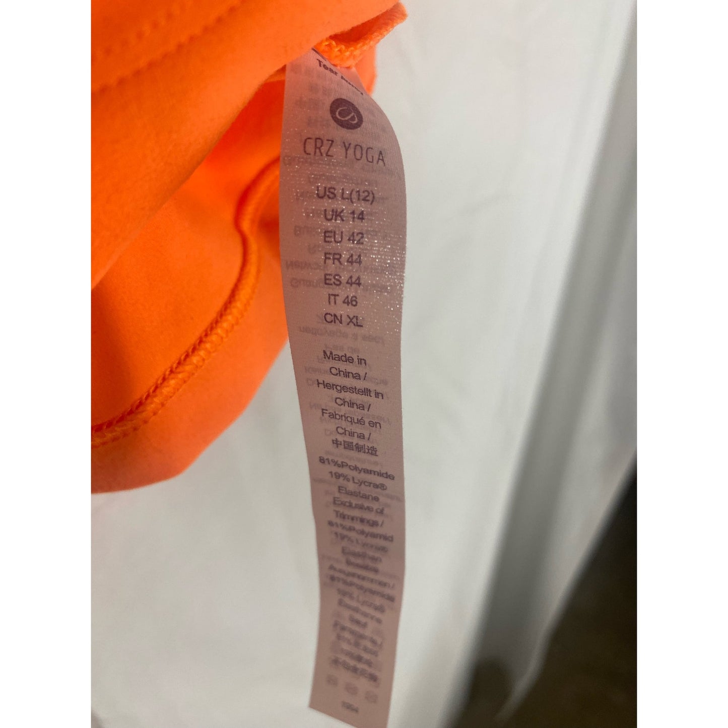 NWT Cra yoga women Large yoga top neon orange