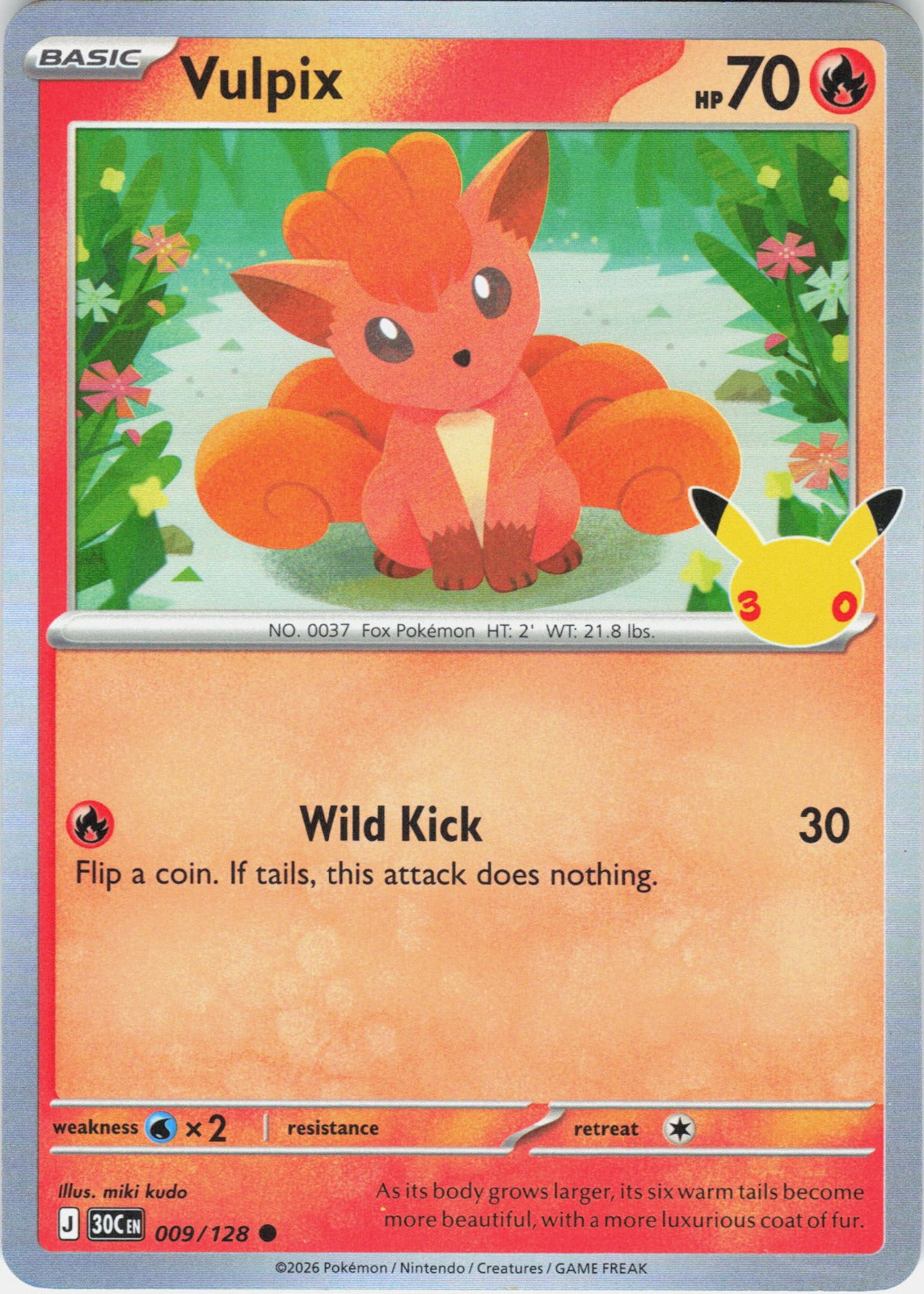 Vulpix Holo Common ME: 30th Celebration 009/128 NM