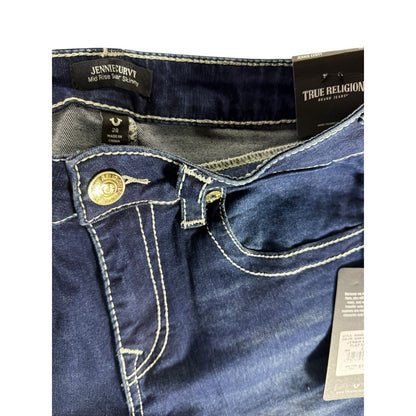 NWT True Religion Jennie Jeans Women's Blue Curvy Super Skinny 28 Flap Pocket