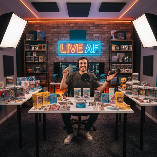 Streamer selling products live in the LIVE AF studio at Appalachian Flea